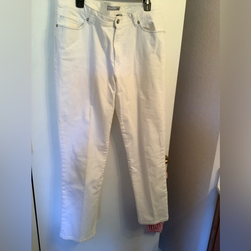 CHICO'S PLATINUM Women's Jeans White Denim  Size 3 Regular 30”